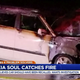 The 2012 Kia Soul that went up in flames with Virginia teenager Bailey Belcher driving it earlier this year. His mother, Michelle Belcher, said in July that she was still on the hook for a large portion of the payments after the fire happened.